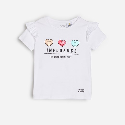 Reserved - Bawełniany t-shirt SmileyWorld® - Biały Reserved 152 promocyjna cena Reserved