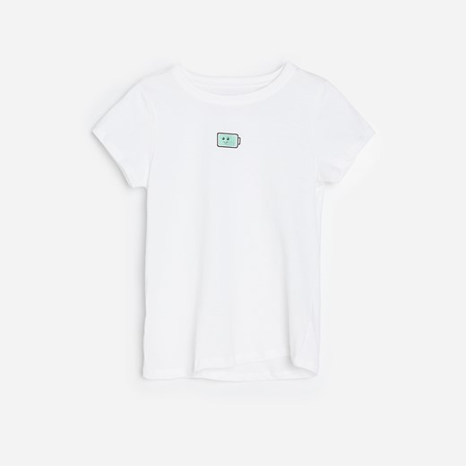 Reserved - Bawełniany t-shirt z nadrukiem - Kremowy Reserved 158 okazyjna cena Reserved