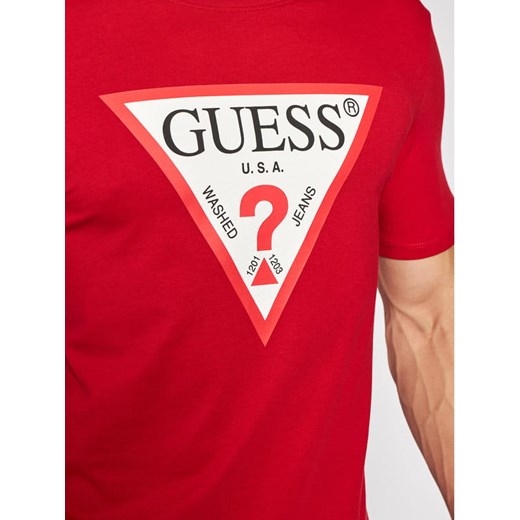 T-shirt męski czerwony Guess z krótkim rękawem 