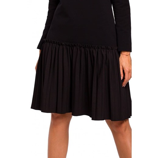 Sukienka Moe z elastanu z długim rękawem czarna mini 