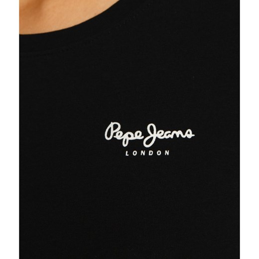 Bluzka damska Pepe Jeans czarna z okrągłym dekoltem z długimi rękawami casualowa 