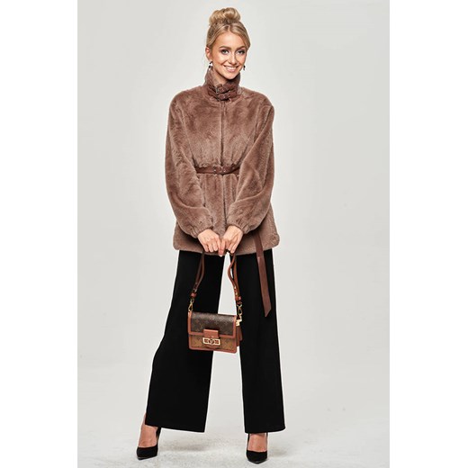 KURTKA FUTRZANA ZE STÓJKĄ BRĄZOWA (GSQ2228) Goodlookin.pl L (40) goodlookin.pl