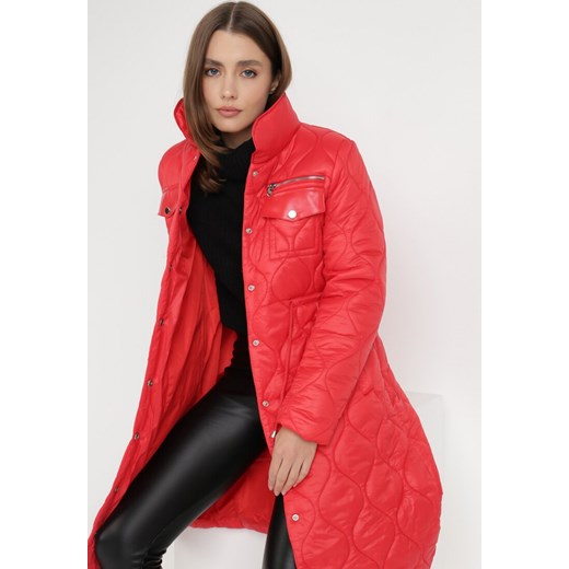 Płaszcz damski czerwony Born2be jesienny 