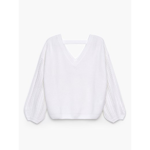 Cropp - Sweter z dekoltem V - Biały Cropp XL Cropp
