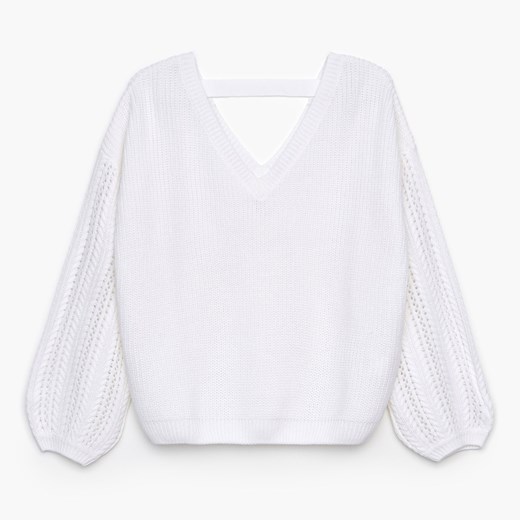 Cropp - Sweter z dekoltem V - Biały Cropp S Cropp