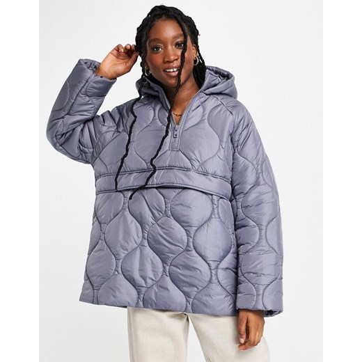 ASOS DESIGN – Liliowa pikowana kurtka ocieplana oversize-Niebieski 46 Asos Poland