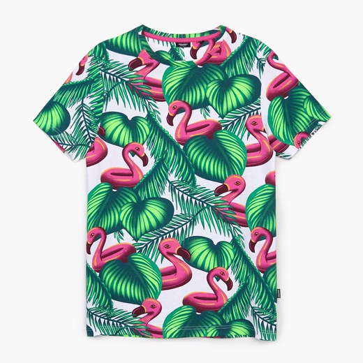 Cropp - Koszulka z flamingami - Biały Cropp S okazyjna cena Cropp