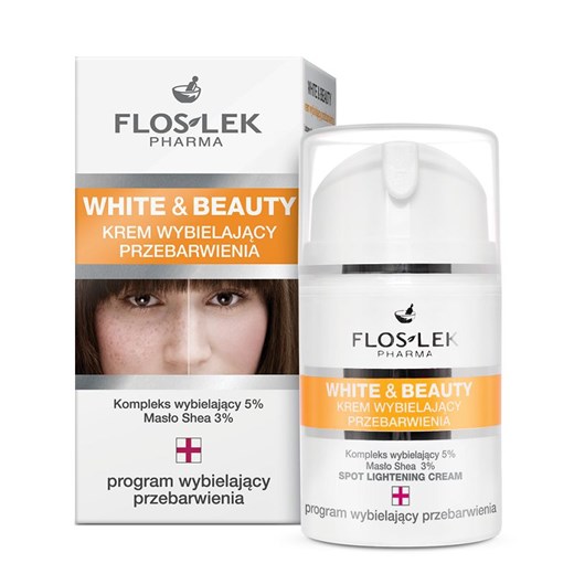Flos-Lek White &amp; Beauty - krem do twarzy wybielający przebarwienia 50ml Floslek 50 ml okazyjna cena SuperPharm.pl
