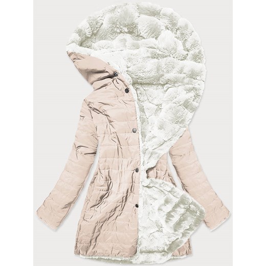LEKKA KURTKA ZIMOWA DAMSKA FUTRO 2 W 1 ECRU (39039) Goodlookin.pl M (38) goodlookin.pl