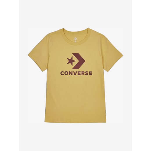 Bluzka damska Converse żółta z krótkim rękawem z okrągłym dekoltem 