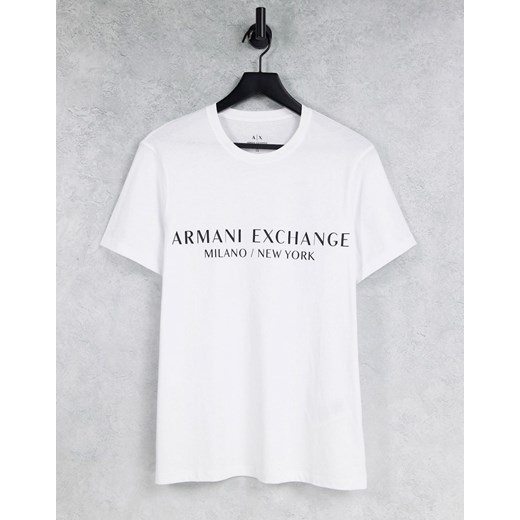 Armani Exchange – Biały T-shirt z tekstowym logo i nazwami miast Armani Exchange L Asos Poland