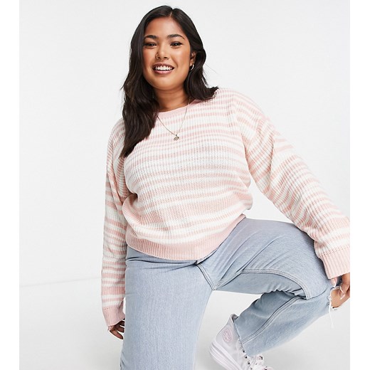 Wednesday's Girl Curve – Luźny sweter w pastelowe paski-Różowy Wednesday`s Girl Curve 52 Asos Poland