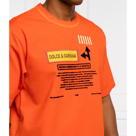 T-shirt męski pomarańczowa Dolce Gabbana z krótkim rękawem 