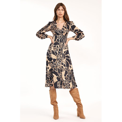 Sukienka Nife w abstrakcyjnym wzorze z elastanu midi 