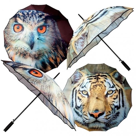Tygrys i sowa - automatyczny parasol ze zdjęciem Impliva  Parasole MiaDora.pl