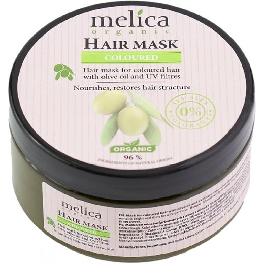 MELICA ORGANIC maska do włosów farbowanych z oliwą z oliwek i filtrami UV 350 ml Melica Organic Naaaturalnie.pl