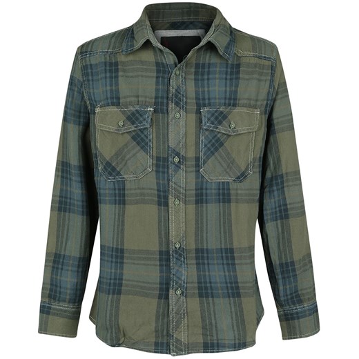 Brandit - Checkshirt - Koszula flanelowa - zielony niebieski 4XL EMP