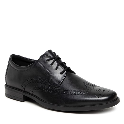 Czarne buty eleganckie męskie Clarks skórzane wiązane 