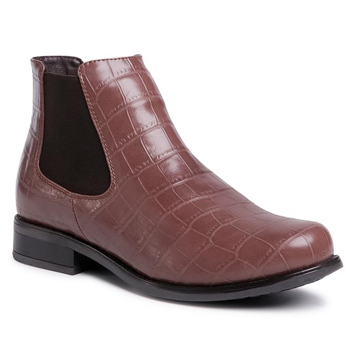 Botki Jenny Fairy brązowe casualowe bez zapięcia płaskie 