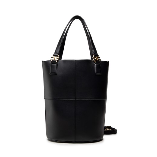 Shopper bag Elisabetta Franchi czarna elegancka matowa na ramię 
