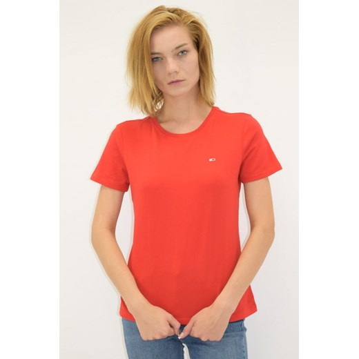 t-shirt damski tommy jeans czerwony ze sklepu Royal Shop w kategorii Bluzki damskie - zdjęcie 121181524