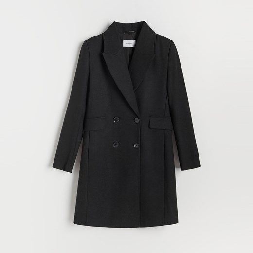 Reserved - Dwurzędowy płaszcz z wełną - Czarny Reserved 38 Reserved