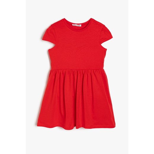 Koton Girl's Short Sleeved Pleated Waist Mid-Length Dress Koton 4-5 Y Factcool