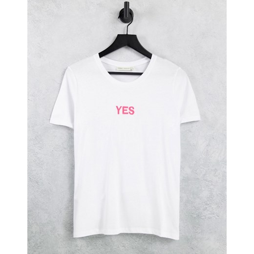 In Wear – Ulysa – Bawełniany T-shirt z logo Yes-Biały In Wear L okazyjna cena Asos Poland