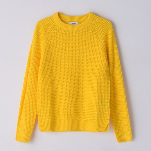 Cropp - Sweter o ryżowym splocie - Żółty Cropp XL Cropp