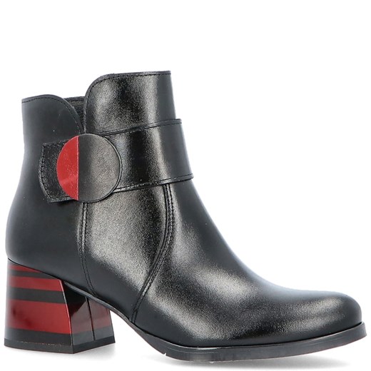 Botki Tymoteo skórzane jesienne eleganckie z zamkiem na obcasie 