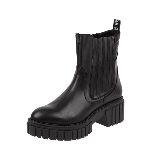 Botki czarne Steve Madden na obcasie ze skóry
