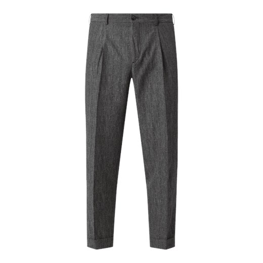 Spodnie z zakładkami w pasie o kroju tapered fit z paskami z logo 46 Peek&Cloppenburg 