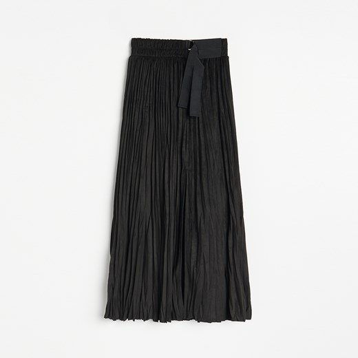 Reserved - Plisowana spódnica z imitacji zamszu - Czarny Reserved XS okazyjna cena Reserved