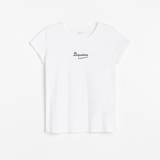 Reserved - T-shirt z napisem - Biały Reserved L promocja Reserved