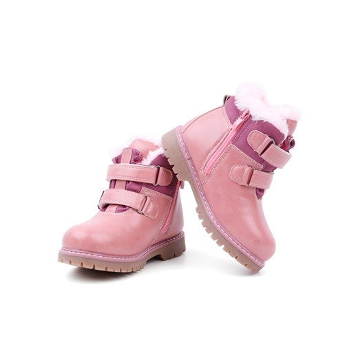 Buty zimowe dziecięce Yourshoes różowe na rzepy 