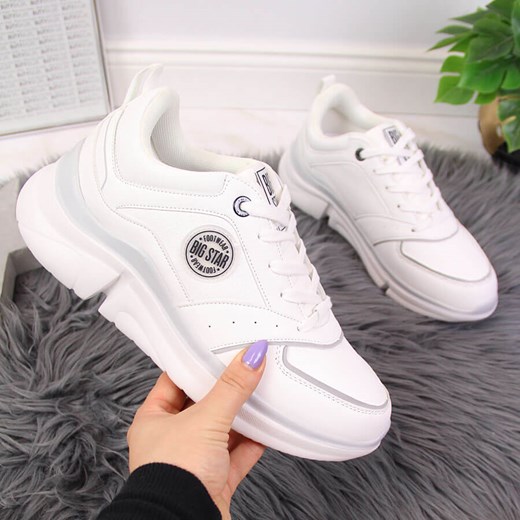 Buty sportowe damskie BIG STAR białe wiązane na platformie 