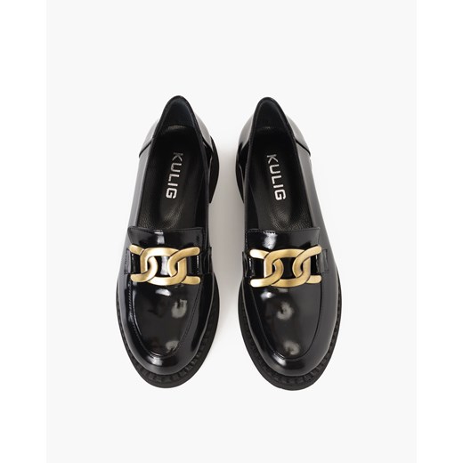 czarne mokasyny damskie lakierowane z klamrą 108-1319-CZARNY Kulig 38 KULIG