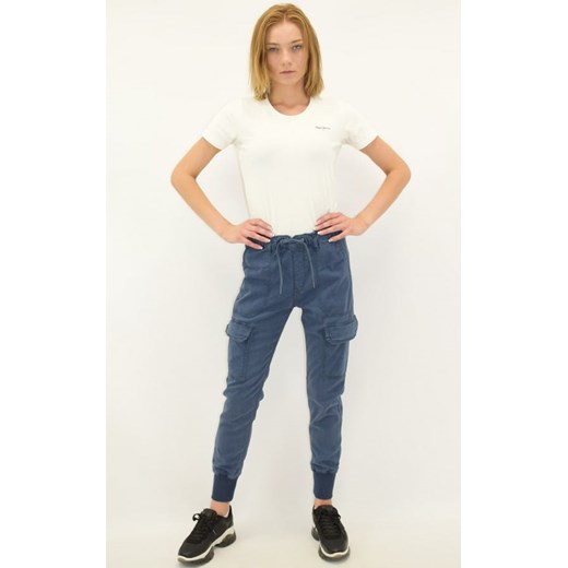 joggery damskie pepe jeans pl211492 niebieskie ze sklepu Royal Shop w kategorii Spodnie damskie - zdjęcie 121502610