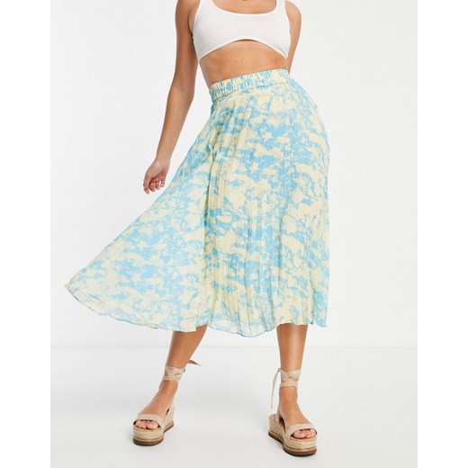 Monki – Laura – Niebieska plisowana spódnica z materiału z recyklingu z efektem tie-dye-Niebieski Monki XS Asos Poland