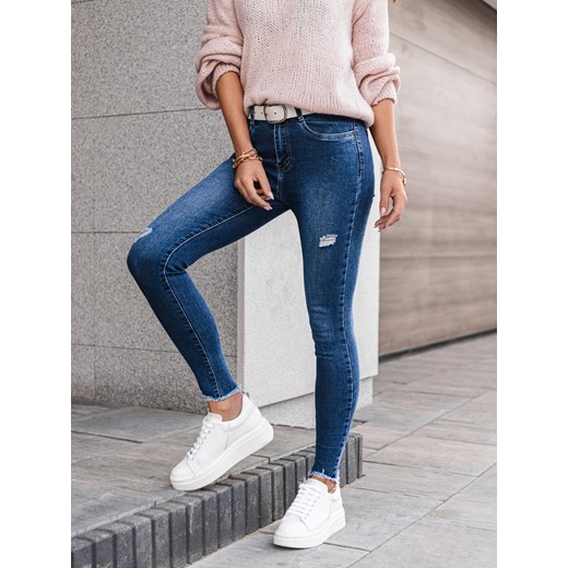 Edoti.com jeansy damskie wiosenne granatowe casual 