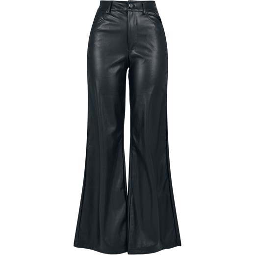 Urban Classics - Ladies Faux Leather Wide Leg Pants - Spodnie z ekoskóry - czarny W28L32 EMP
