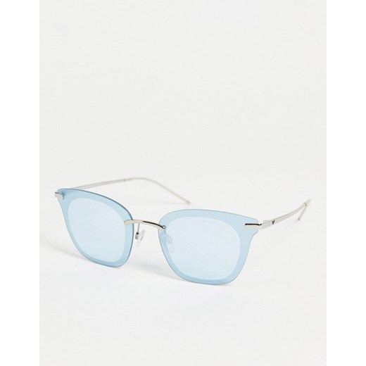 Emporio Armani – Jasnoniebieskie okulary przeciwsłoneczne typu kocie oko-Srebrny Emporio Armani No Size okazja Asos Poland