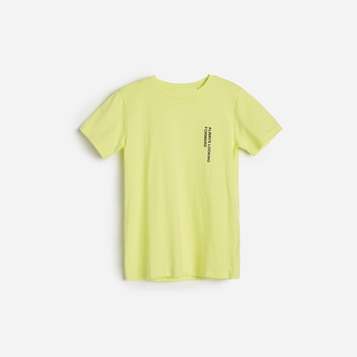 Reserved - Bawełniany t-shirt z napisem - Zielony Reserved 134 wyprzedaż Reserved
