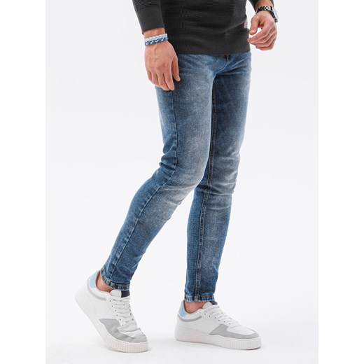 Spodnie męskie jeansowe P1023 - niebieskie L ombre