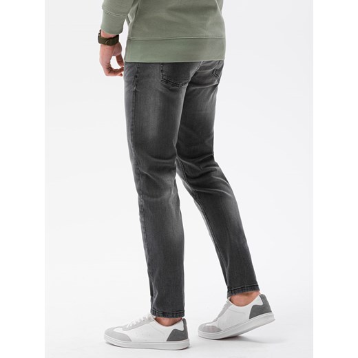Spodnie męskie jeansowe P1023 - grafitowe S ombre