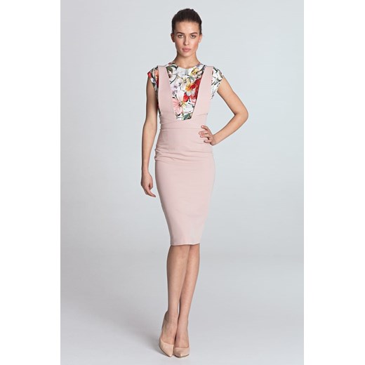 Sukienka ołówkowa z szelkami Model S116 Pink Nife 44 Mywear