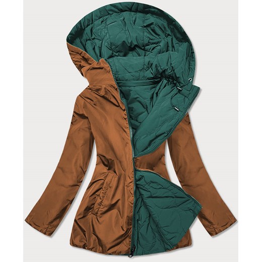 PIKOWANA KURTKA DWUSTRONNA DAMSKA ZIELONO-KARMELOWA (MHM-W589) Goodlookin.pl XL (42) goodlookin.pl