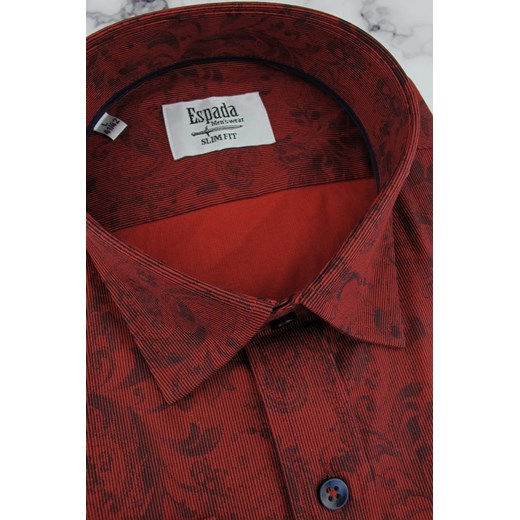 Koszula męska Espada czerwona z klasycznym kołnierzykiem z tkaniny z długimi rękawami 