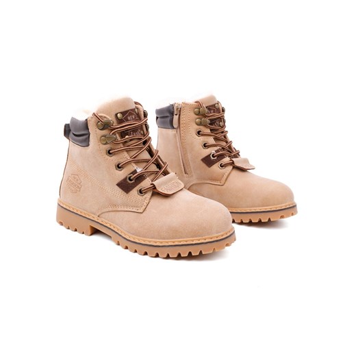 Buty zimowe dziecięce Yourshoes sznurowane z nubuku
