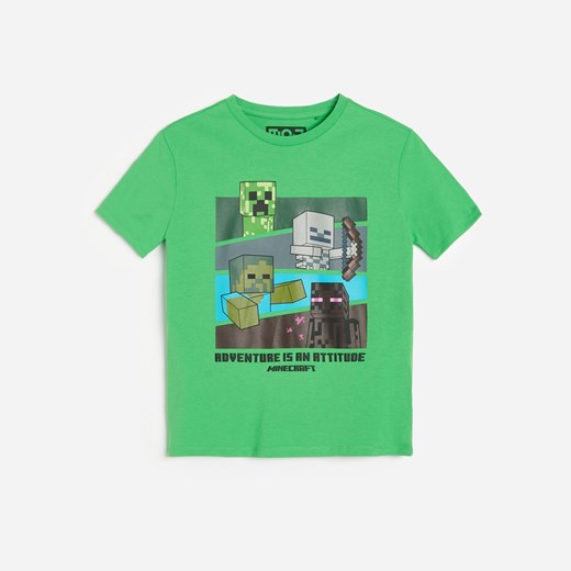 Reserved - Bawełniany t-shirt Minecraft - Zielony Reserved 164 Reserved okazja